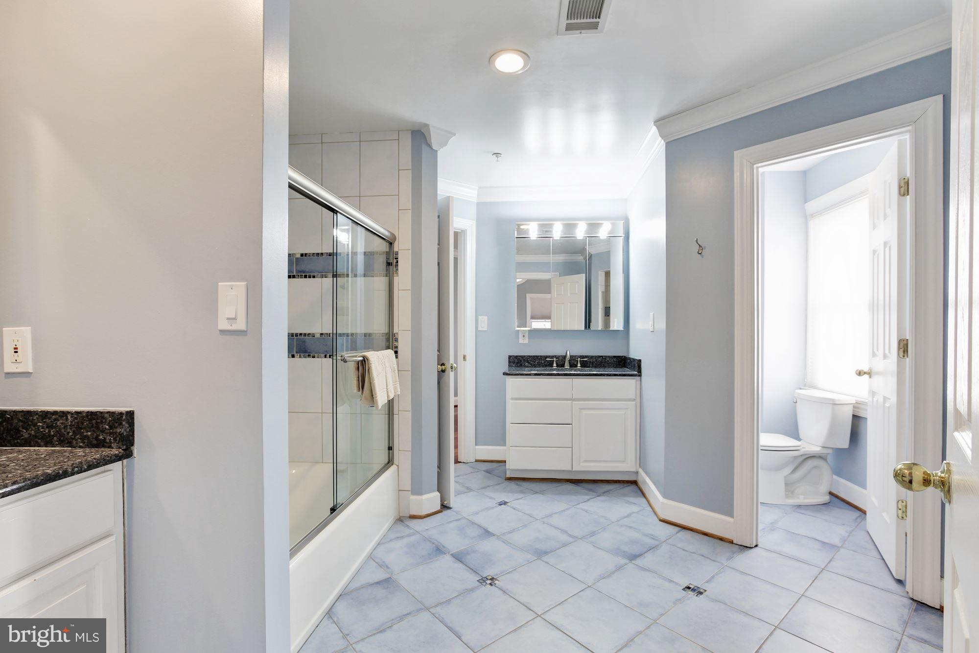 3406 Glorus Place Silver Spring, MD 20902 - Photo 33 of 53 a bathroom with a granite countertop sink mirror and a bathtub