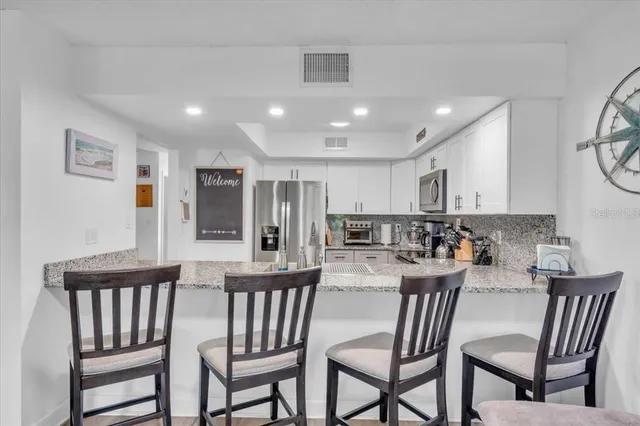 a view of a dining area with furniture