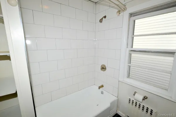 a bathroom with a bathtub
