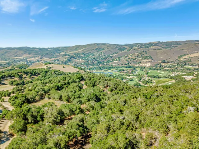 a view of a swimming pool with a mountain