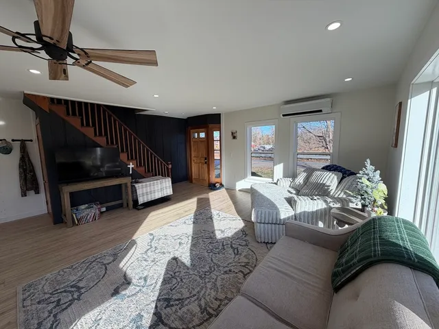 a living room with furniture