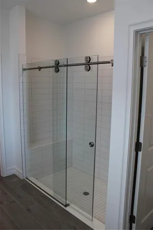 a view of a room with racks on the wall