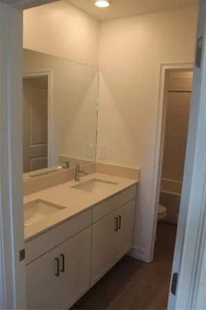 a bathroom with a bathtub