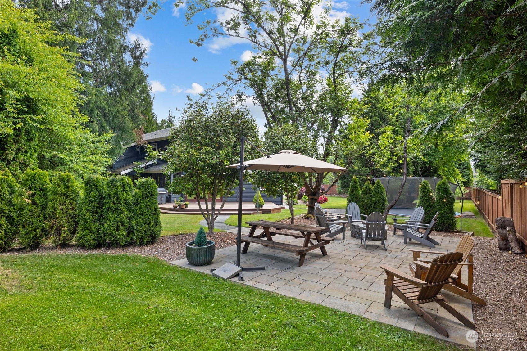 20622 37th Avenue Southeast Bothell, WA 98021 - Photo 33 of 38 a view of patio with chairs and table under an umbrella
