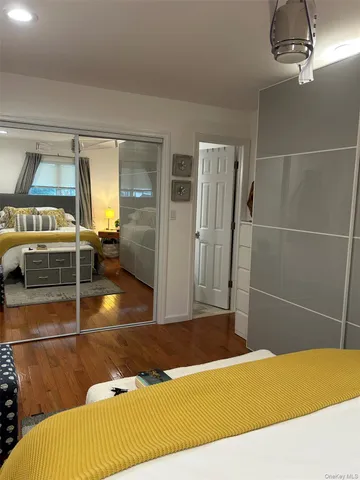 a view of a livingroom with furniture and door