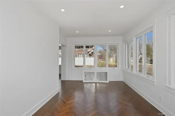 a view of cabinets and window
