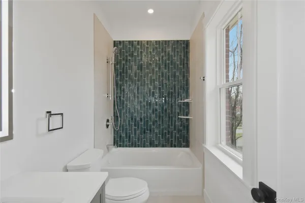 a bathroom with a toilet and a bathtub