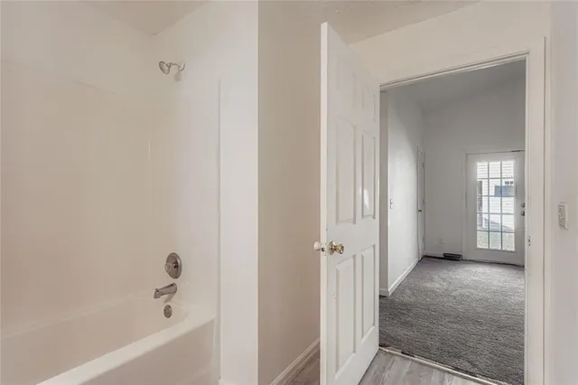 a bathroom with a bathtub