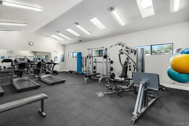 a view of a room with gym equipment