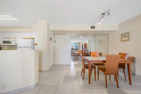 a view of a dining area with furniture