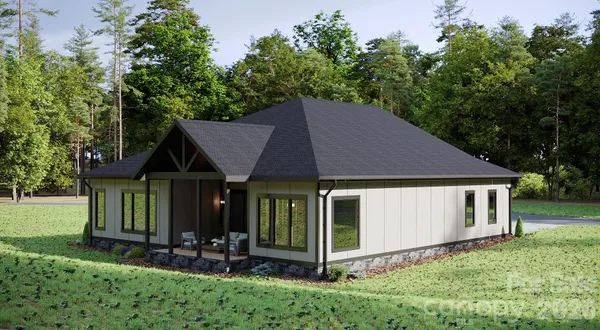 an aerial view of a house with garden