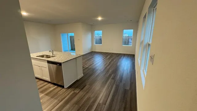 an empty room with windows