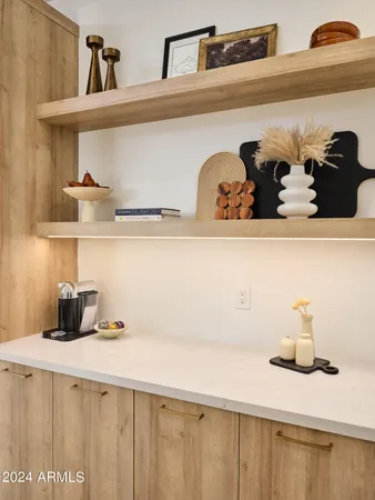 a kitchen with a cabinets