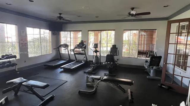 a view of a room with gym equipment