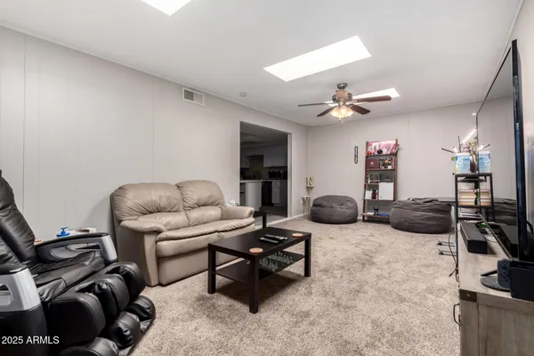 a living room with furniture