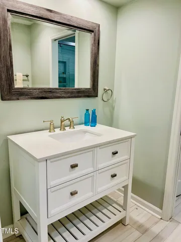 a view of a hallway with shower