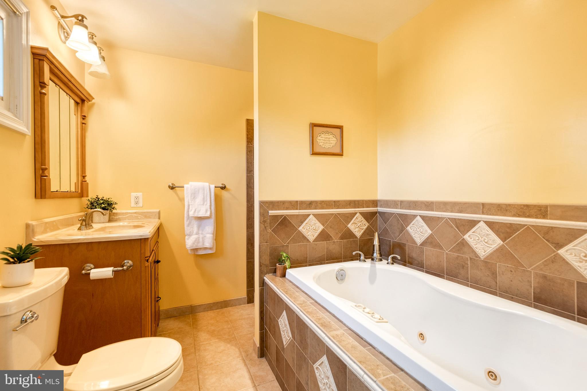 16 Perry Ridge Court Baltimore, MD 21237 - Photo 24 of 45 a bathroom with a granite countertop bathtub sink vanity mirror and toilet