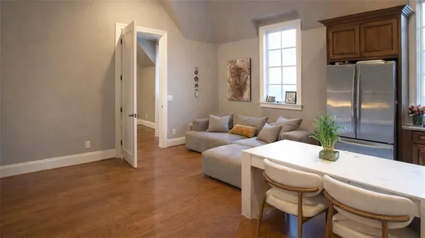 a room with a bed and a table