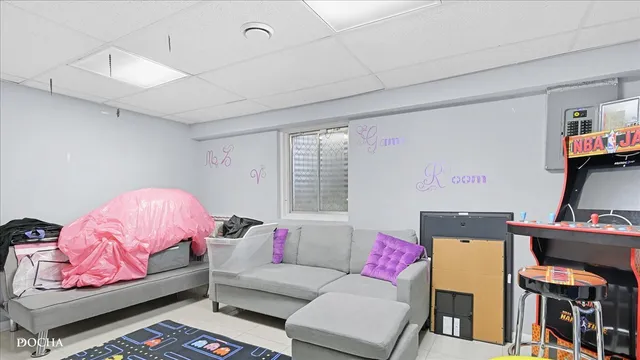 a bathroom with a sink vanity and a mirror