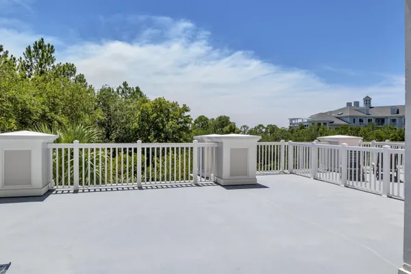 a view of a terrace with a bench
