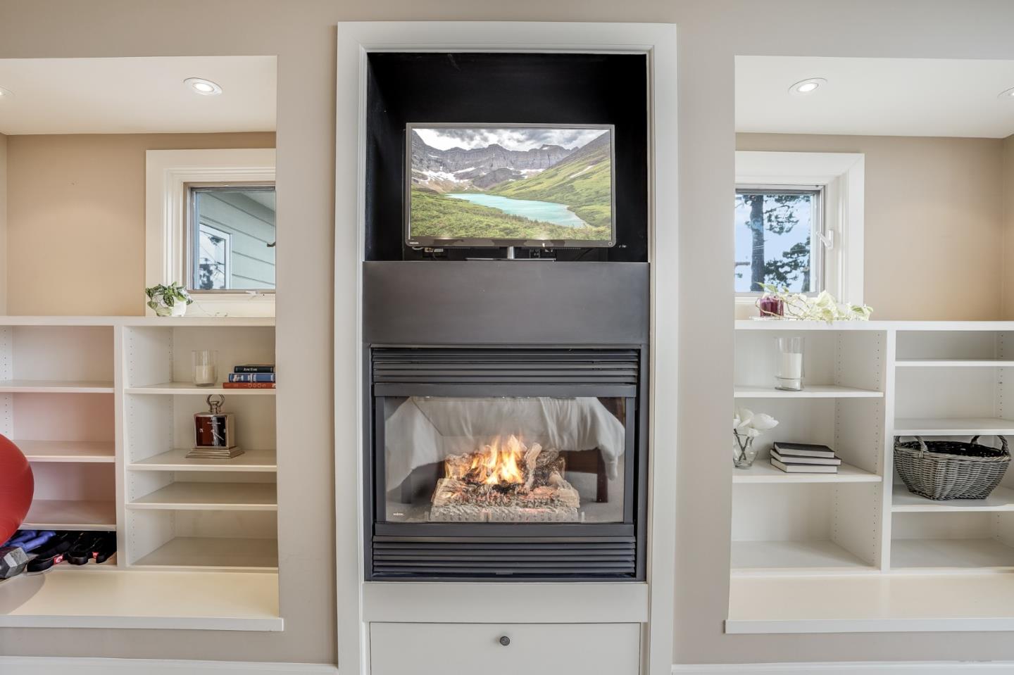 4001 Marshall Avenue San Mateo, CA 94403 - Photo 50 of 88 a living room with a flat screen tv and a fireplace