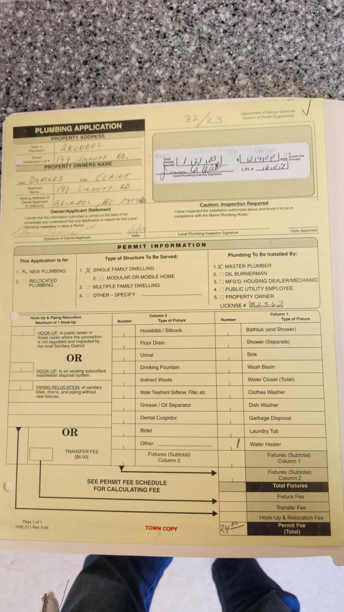 199 Sinnott Road Arundel, ME 04046 - Photo 7 of 19 Property File_Plumbing Permit_199 Sinnot