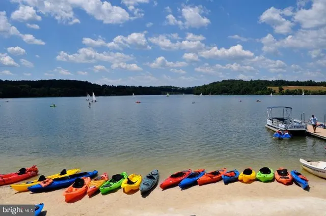 a view of couple of cars parked in middle of a lake