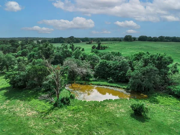 a view of swimming pool with a yard and large trees