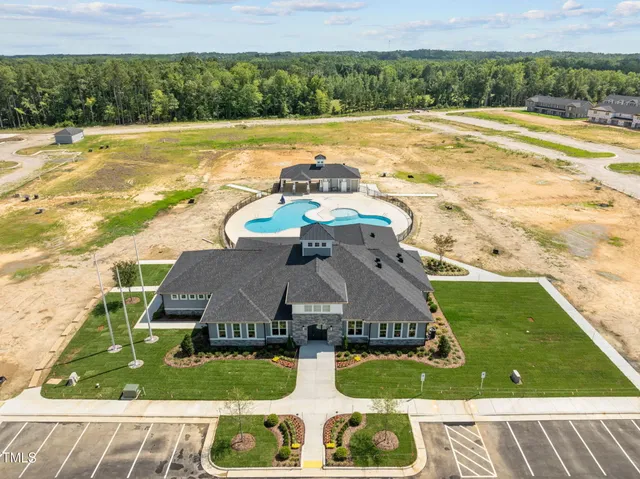 a view of an outdoor space and swimming pool
