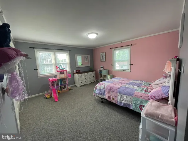 a bedroom with bed and a closet