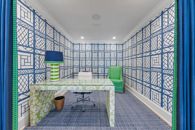 a view of a furniture in a room