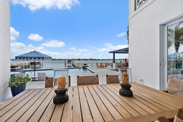 a view of roof deck with seating space