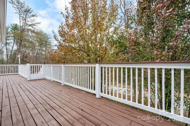 a view of a wooden roof deck