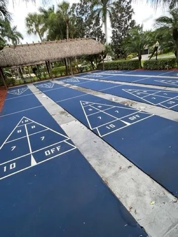 a view of a garden with an outdoor space