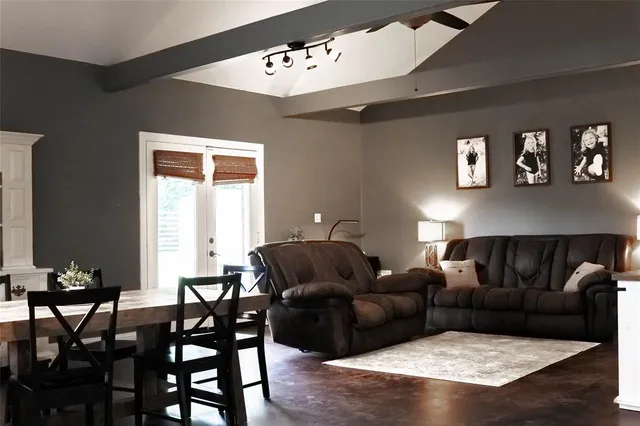 a living room with furniture