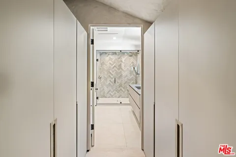 a bathroom with a bathtub