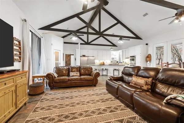 a living room with furniture