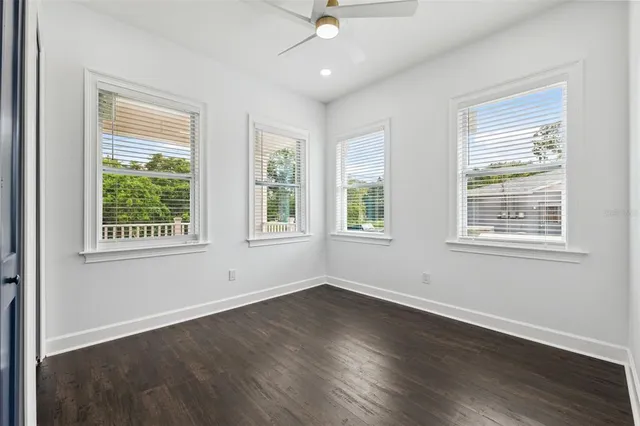 a view of swimming pool is middle in the front of house