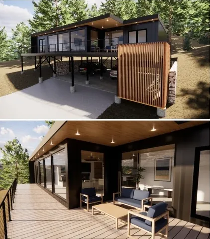 a patio with table and chairs