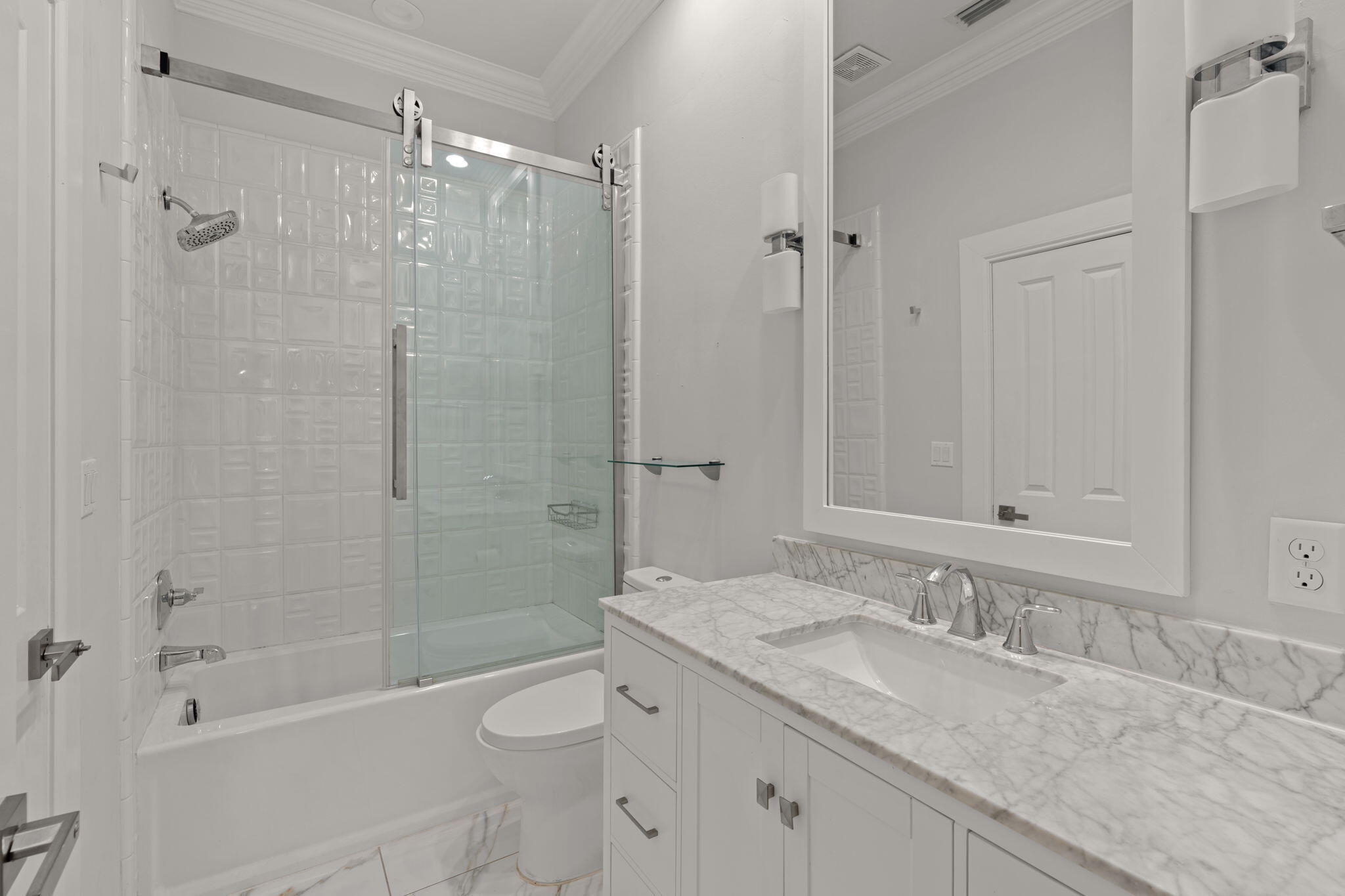 3028 Club Drive Miramar Beach, FL 32550 - Photo 20 of 40 a bathroom with a granite countertop sink a toilet and shower