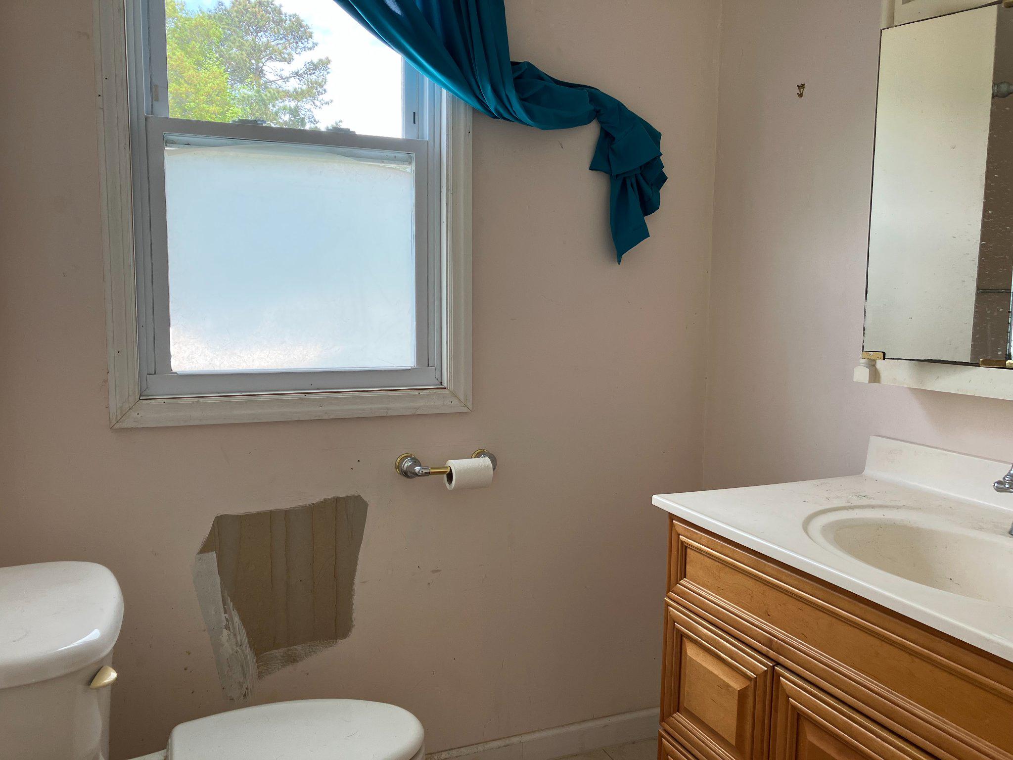 5666 Walnut Street Rock Hall, MD 21661 - Photo 13 of 18 a bathroom with a toilet sink and mirror