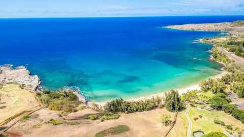 a view of an ocean and beach