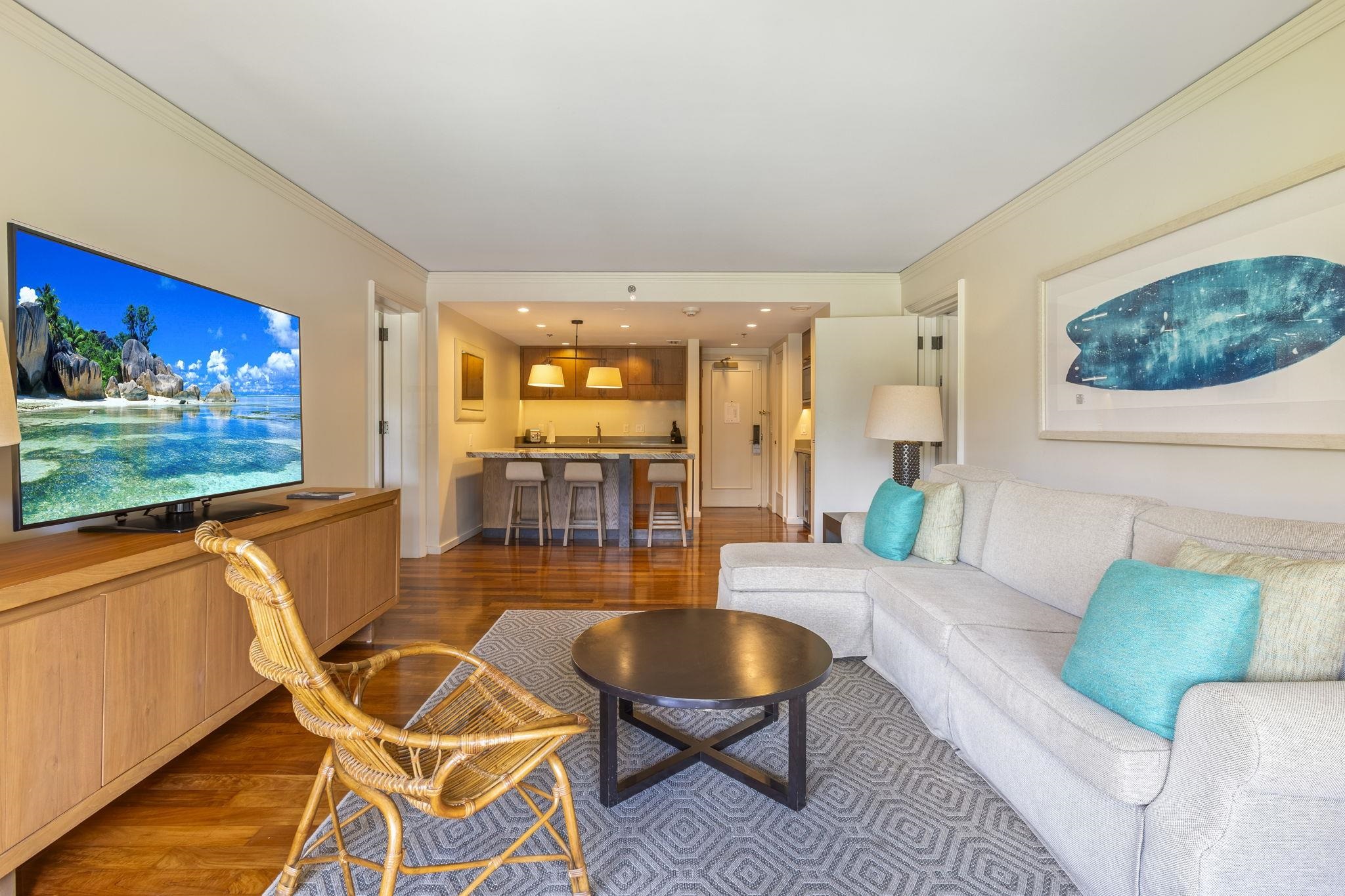 1 Ritz Carlton Drive, Unit 122123 Lahaina, HI 96761 - Photo 5 of 50 a living room with furniture a rug and a floor to ceiling window