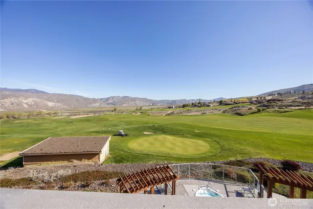 a view of a lake with a mountain