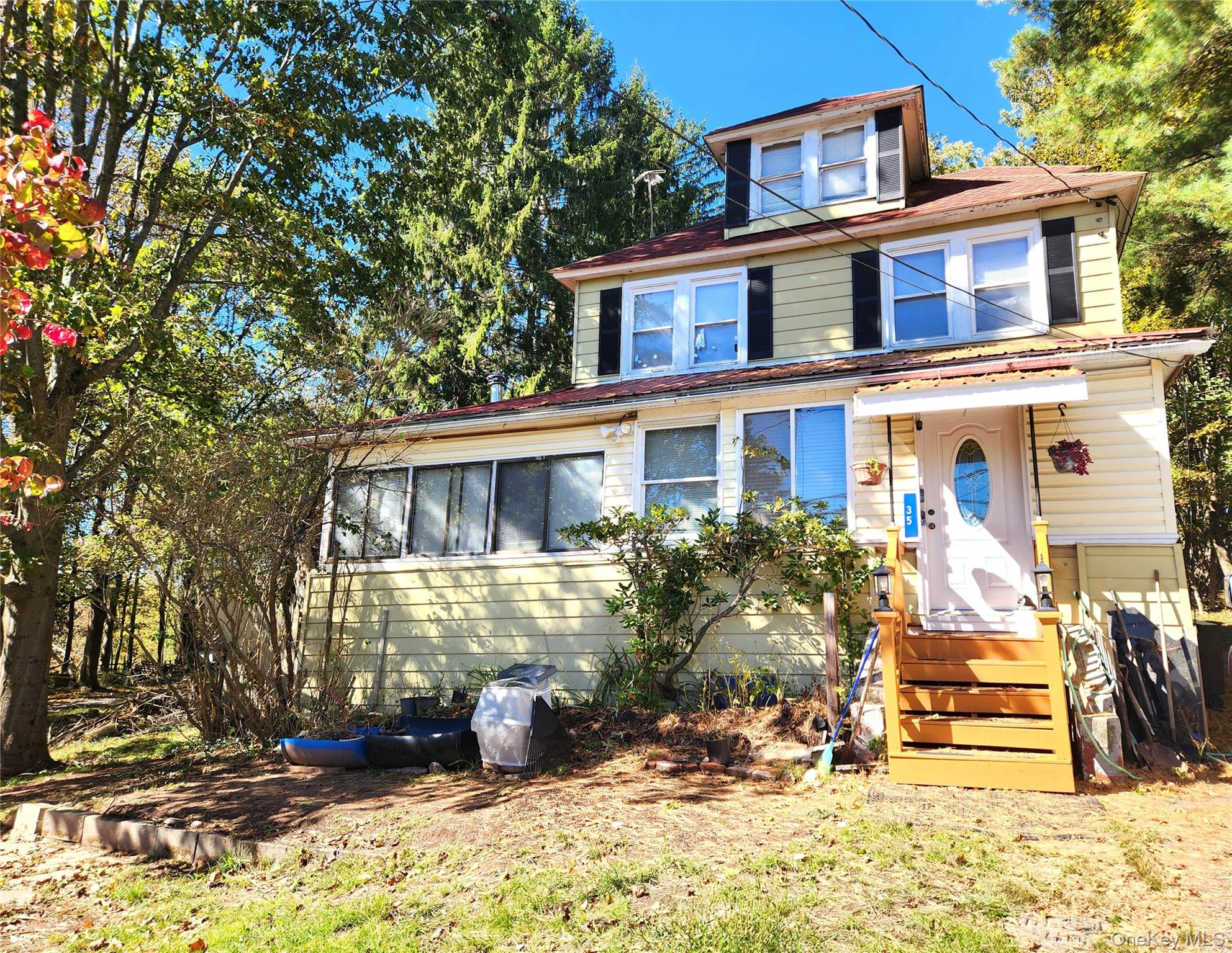 a front view of a house