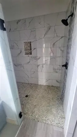 a bathroom with a shower