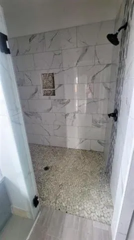 a bathroom with a shower