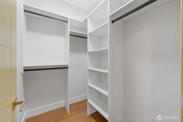 a view of an empty walk in closet