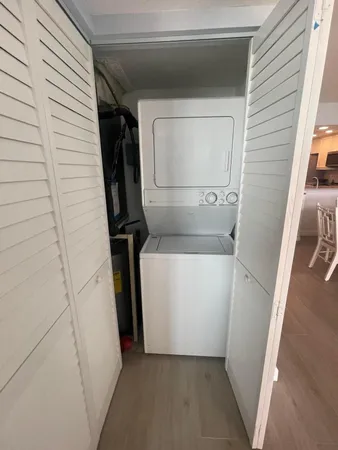 a utility room with a washer and dryer