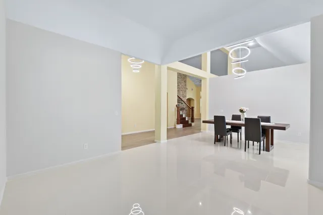 a view of a dining area with furniture